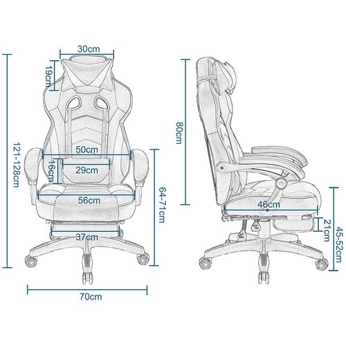 Fauteuil De Bureau.Chaise De Gaming Avec Appuie-Tête Et Repose-pieds.Siège En Tissu.Girs