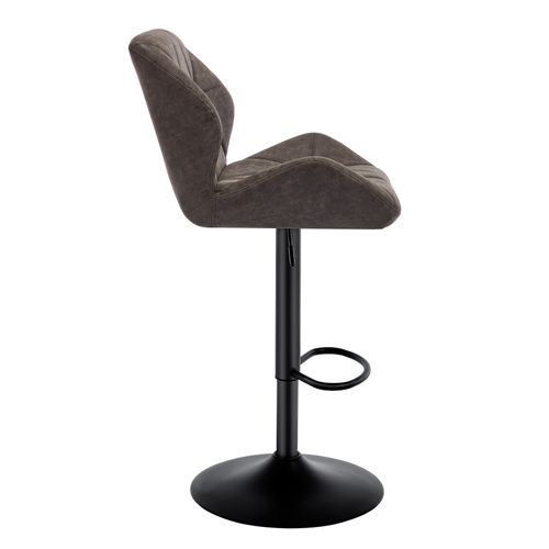 2 X Tabourets De Bar - Chaises De Bar Siège Rembouré En Similicuir - Pied En Métal - Gris