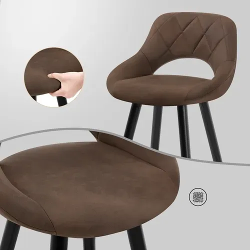 2x Tabourets De Bar En Tissu Simili-Cuir, Chaises De Bar Structure En Bois Massif, Brun Foncé
