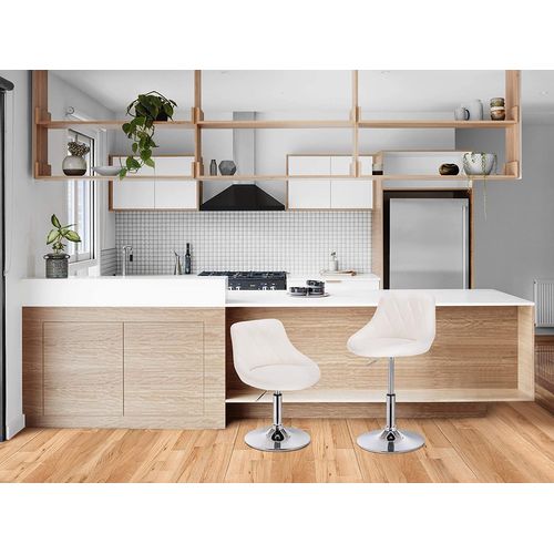 Lot De 4 Tabourets De Bar En Similicuir-tabourets De Rotatif Pieds En Métal-hauteur Réglable-blanc