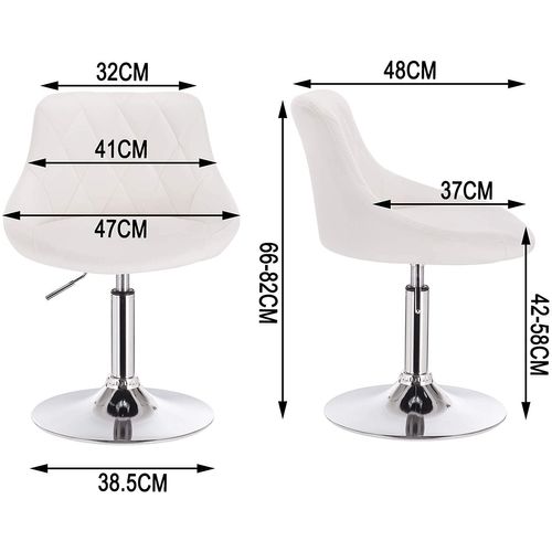 Lot De 4 Tabourets De Bar En Similicuir-tabourets De Rotatif Pieds En Métal-hauteur Réglable-blanc