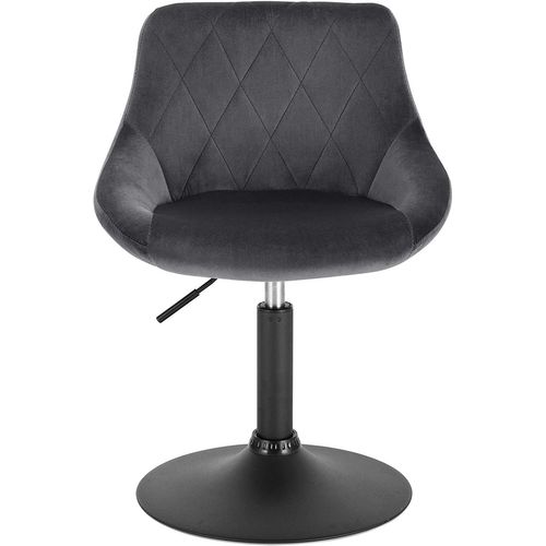 Lot De 4 Tabourets De Bar Siège Bien En Velours -Hauteur Réglable Pieds En Métal-Gris Foncé