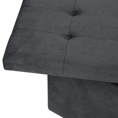 Tabouret Banc De Rangement En Velours.pouf Pliable Cube Coffre De Rangement 76x37.5x38cm.gris