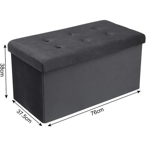 Tabouret Banc De Rangement En Velours.pouf Pliable Cube Coffre De Rangement 76x37.5x38cm.gris