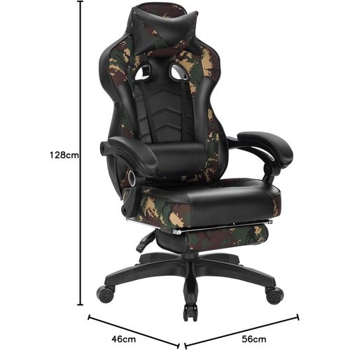 Fauteuil De Bureau.chaise De Gaming Avec Appuie-tête.siège En Similicuir.camouflage