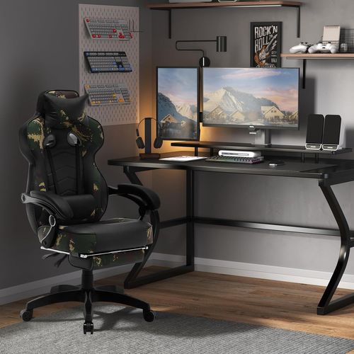 Fauteuil De Bureau.chaise De Gaming Avec Appuie-tête.siège En Similicuir.camouflage