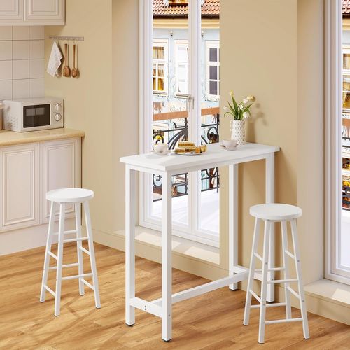 Table De Bar Industriel Avec Cadre En Métal. Table à Manger Plateau En Aggloméré 100x40x100 Cm.Blanc