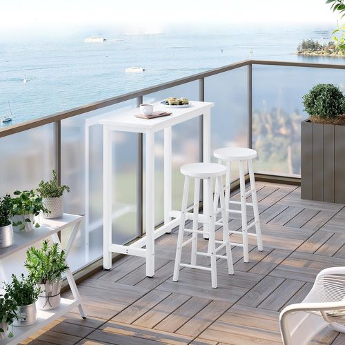 Table De Bar Industriel Avec Cadre En Métal. Table à Manger Plateau En Aggloméré 100x40x100 Cm.Blanc