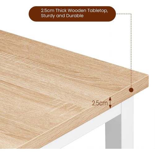 Table De Bar Avec Cadre En Métal. Table à Manger Plateau En Aggloméré 100x40x100 Cm. Chêne Clair