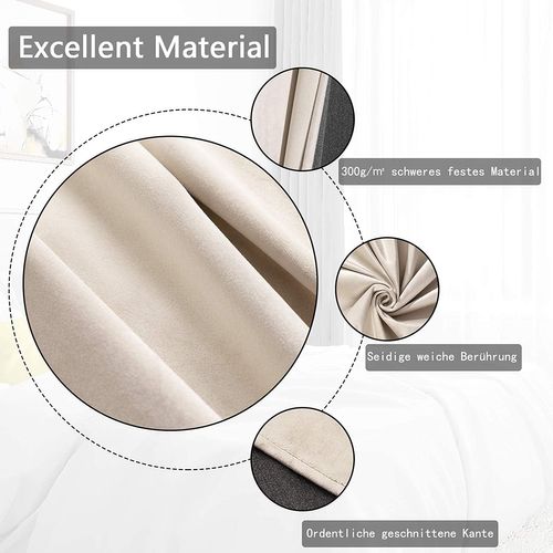 1 Pc Rideau Occultant Avec Oeillets En Velours 140x245cm Beige