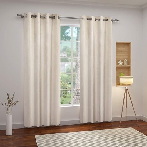 1 Pc Rideau Occultant Avec Oeillets En Velours 140x245cm Beige