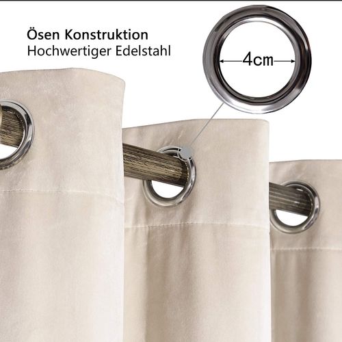 1 Pc Rideau Occultant Avec Oeillets En Velours 140x245cm Beige