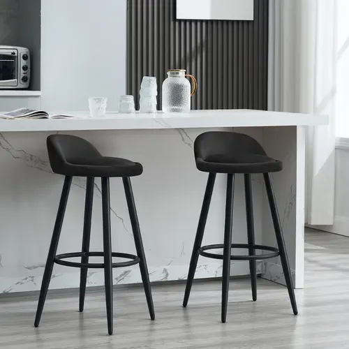 Tabouret De Bar. Chaise De Bar En Velours. Tabouret Bistro En Métal. Noir