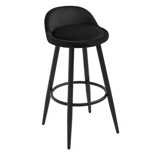 Tabouret De Bar. Chaise De Bar En Velours. Tabouret Bistro En Métal. Noir