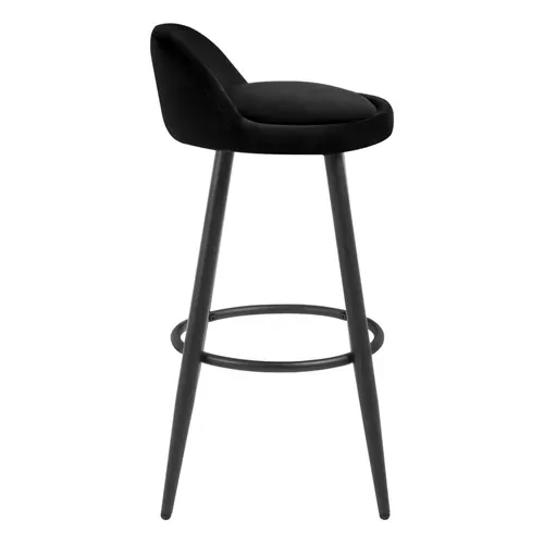 2 X Tabouret De Bar - Chaise De Bar En Velours - Tabouret Bistro En Métal - Noir