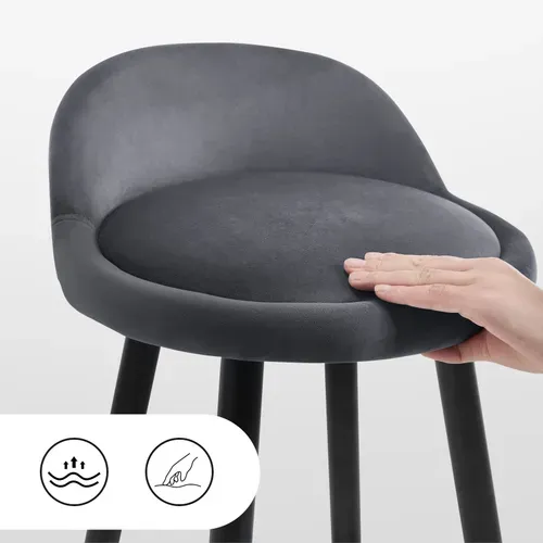 2x Tabouret De Bar Chaise De Bar En Velours Tabouret Bistroen Métal Noir Gris Foncé