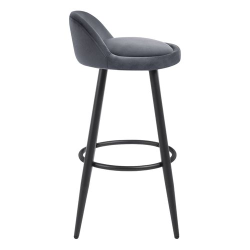 2x Tabouret De Bar Chaise De Bar En Velours Tabouret Bistroen Métal Noir Gris Foncé