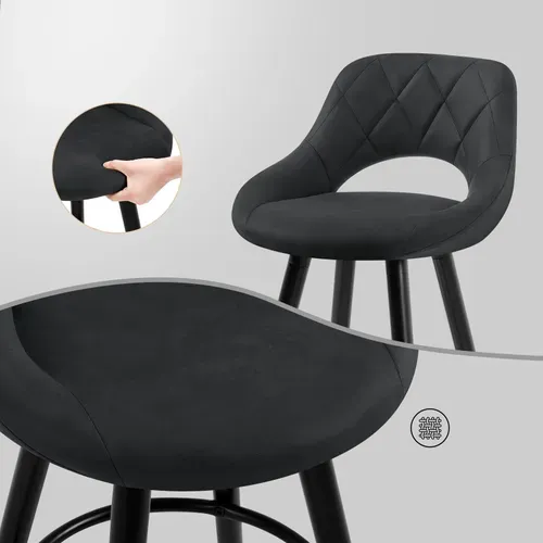4xTabourets De Bar En Tissu Simili-Cuir Chaises De Bar Structure En Bois Massif Anthracite