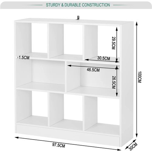 Bibliothèque Ouverte  Meuble De Rangement Pour Bureau. 98x30x100 Cm. Blanc