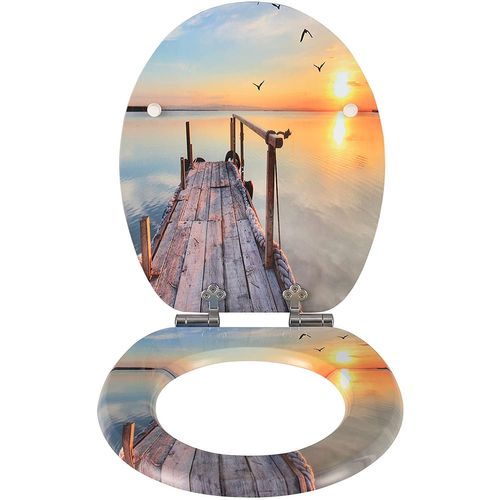 Couvercle Wc En Bois Mdf.soft Close Avec Frein De Chute.le Coucher Du Soleil