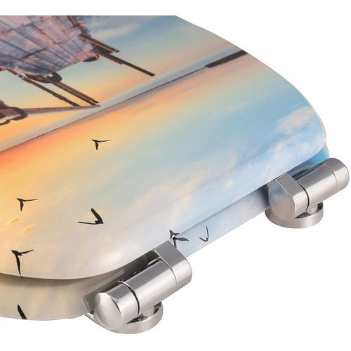 Couvercle Wc En Bois Mdf.soft Close Avec Frein De Chute.le Coucher Du Soleil