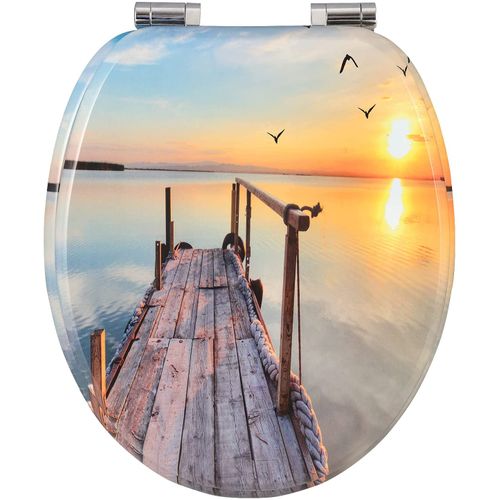 Couvercle Wc En Bois Mdf.soft Close Avec Frein De Chute.le Coucher Du Soleil