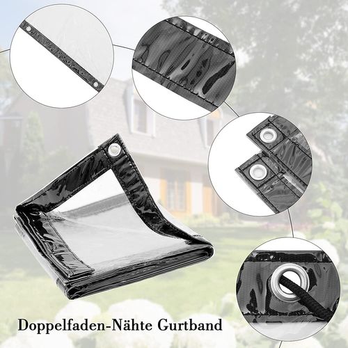 Bâche Transparente Avec Oeillets 2x2 M. Bâche De Protection Imperméable 380g/m² Pvc