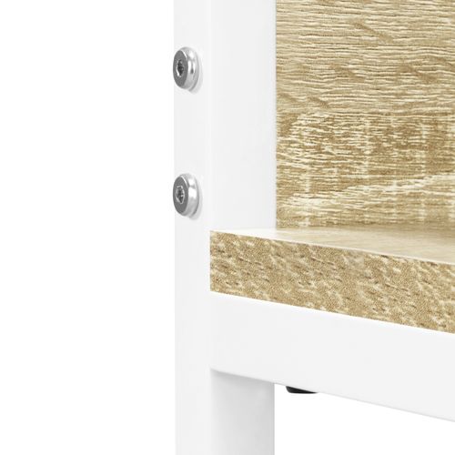 Porte-manteau Avec Un Tringle+4 Étagères En Bois+Acier. Chêne Clair+Blanche. 60x40x170 Cm