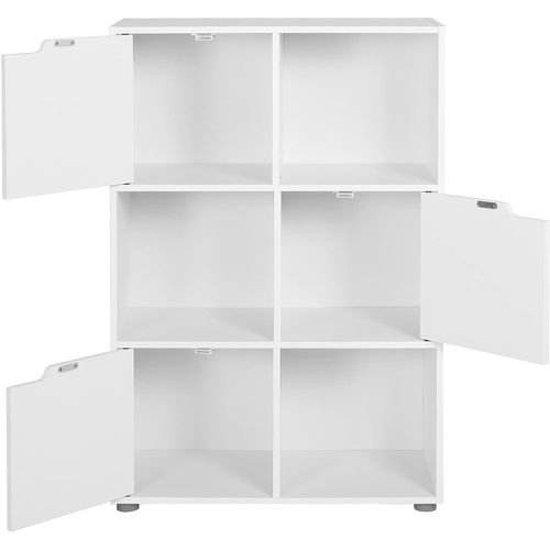 Bibliothèque Armoire Avec 3 Portes. Étagère De Rangement En Mdf. 59.7x29.7x91cm. Blanc