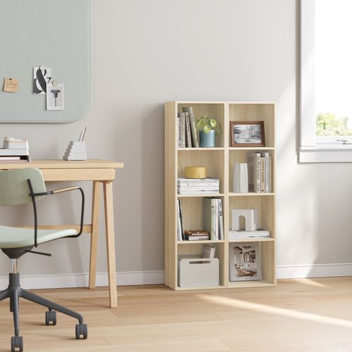 Bibliothèque Armoire En Panneaux De Particules. Etagère De Rangement. 30x24x106cm. Chêne Clair