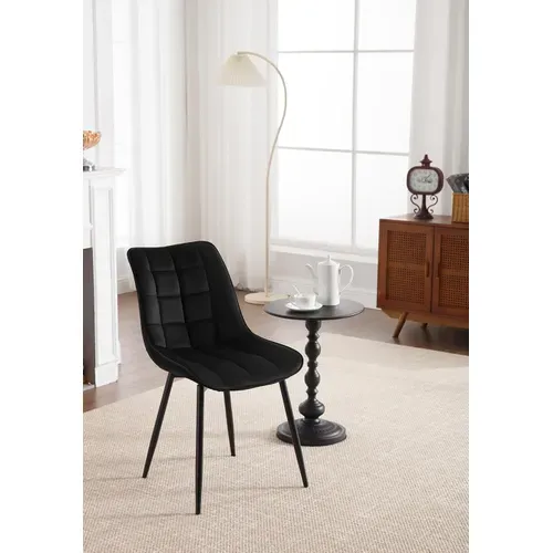 4x Chaise De Salle à Manger Chaise De Cuisine  En Velours Épais Pieds En Métal Noir