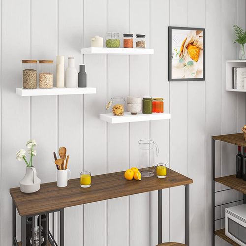 Lot De 3 Étagère Murale.étagère Suspendue+flottante En Mdf Pour Cuisine/salle De Bain Etc.blanc