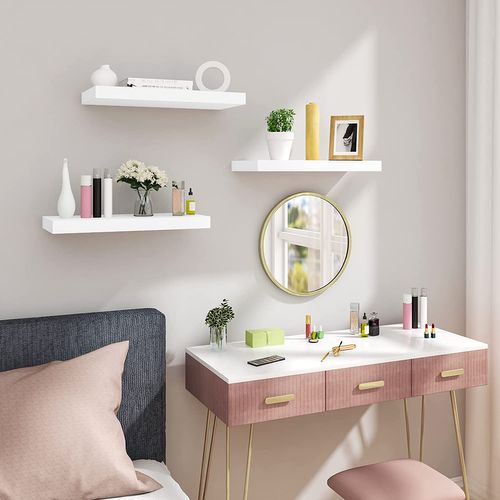 Lot De 3 Étagère Murale.étagère Suspendue+flottante En Mdf Pour Cuisine/salle De Bain Etc.blanc