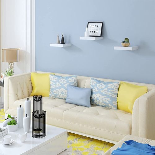 Lot De 3 Étagère Murale.étagère Suspendue+flottante En Mdf Pour Cuisine/salle De Bain Etc.blanc