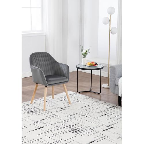 4x Chaises De Salle à Manger, Chaises De Réception En Velours Et Bois Massif, Gris Foncé