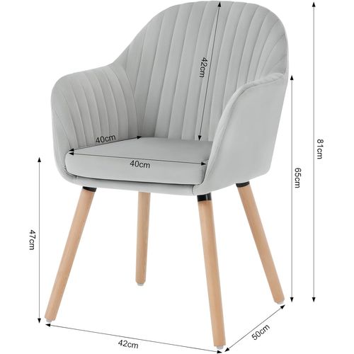 4x Chaises De Salle à Manger Chaises De Réception En Velours Et Bois Massif Gris Clair