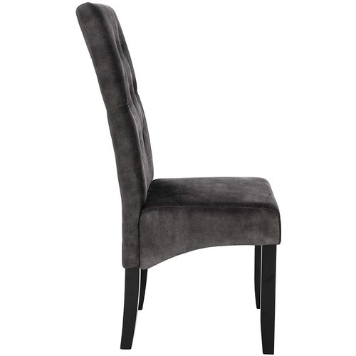 4xchaises De Salle à Manger Chaise Salon Chaises De Cuisine En Velours+bois Massif Gris Foncé