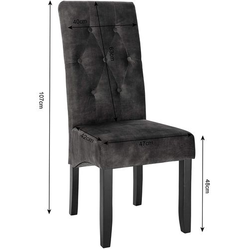 4xchaises De Salle à Manger Chaise Salon Chaises De Cuisine En Velours+bois Massif Gris Foncé