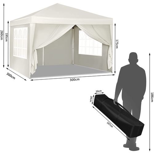 Tonnelle De Jardin Pliable Imperméable 3x3m - Protection UV 50+ Hauteur Réglable - Beige