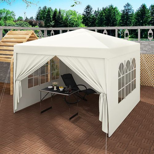 Tonnelle De Jardin Pliable Imperméable 3x3m - Protection UV 50+ Hauteur Réglable - Beige