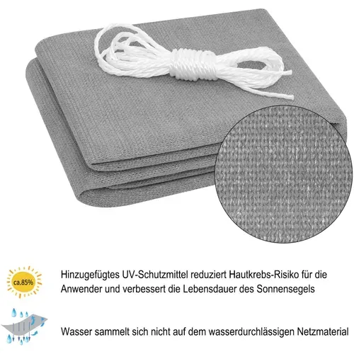 Voiles D'ombrage Rectangulaire 3x5m.en Hdpe.protection Solaire. Anti 85% Uv.gris Clair