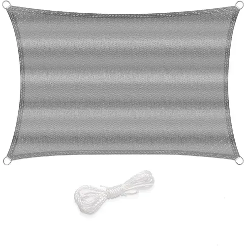 Voiles D'ombrage Rectangulaire 3x5m.en Hdpe.protection Solaire. Anti 85% Uv.gris Clair