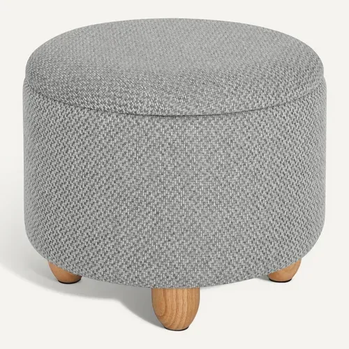 Pouf De Rangement Avec Pieds En Pin - Tabouret Avec Couvercle - Gris Clair