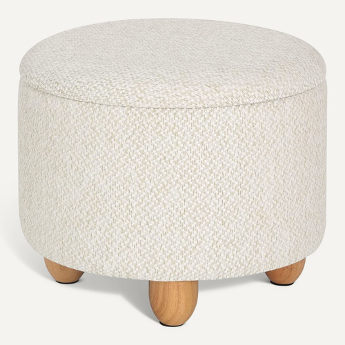 Pouf De Rangement Avec Pieds En Pin-Tabouret Avec Couvercle-Blanc Crème