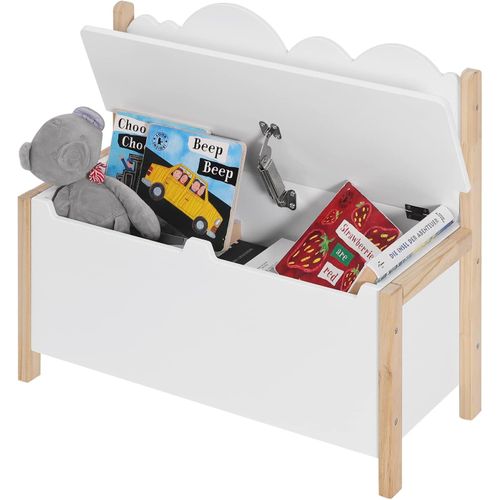 Coffre De Rangement 2 En 1 Coffre à Jouets Pour Enfants Banc De Rangement Avec Dossier 60x25.5x55cm