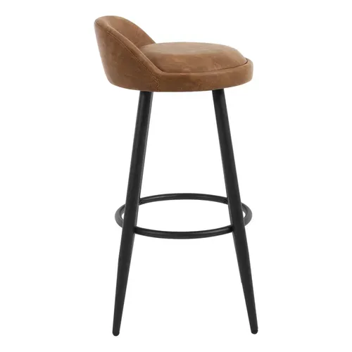 Lot De 2 Tabouret De Bar-Tabouret De Comptoir Avec Dossier Et Repose-En Similicuir Et Métal-Brun