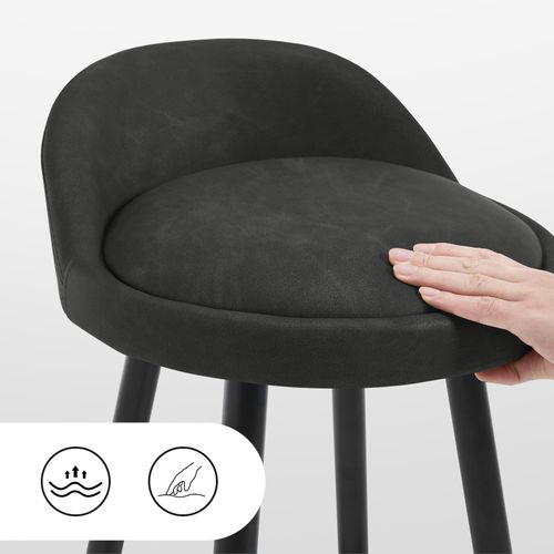 Lot De 2 Tabouret De Bar-Tabouret De Comptoir Avec Dossier Et Repose-En Similicuir+Métal-Anthracite