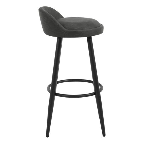 Lot De 2 Tabouret De Bar-Tabouret De Comptoir Avec Dossier Et Repose-En Similicuir+Métal-Anthracite
