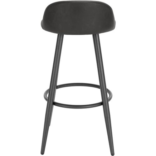 Lot De 2 Tabouret De Bar-Tabouret De Comptoir Avec Dossier Et Repose-En Similicuir+Métal-Anthracite