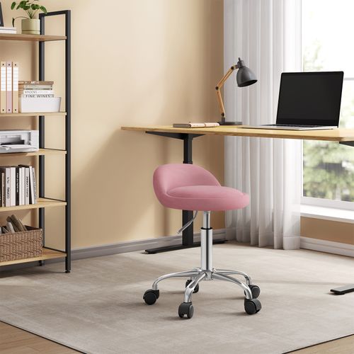 Tabouret De Bureau Avec Dossier-Chaise D'ordinateur à Roulettes- 43-54-5cm-Rose
